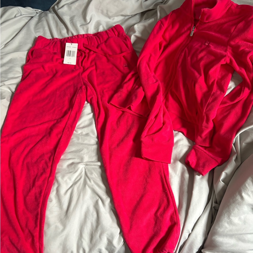 Vibrant Watermelon Fleece Tracksuit Set